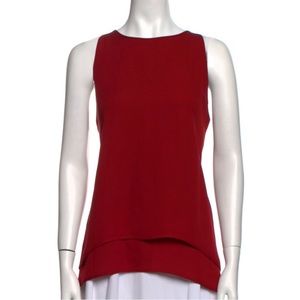 Red Theory Silk Tank, double layer, zip back. Size M